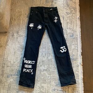 graphic black dript men jeans